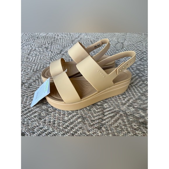 CROCS Shoes - NWT Crocs Brooklyn Low Wedge Sandals Nude Beige Womens Size 8